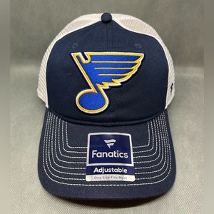 St Louis Blues Fanatics Snapback Hat Cap NHL Blue White Hockey Mesh Back Dad